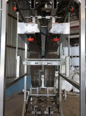 SPC8368  Conveyor AMBEC lowerator Stainless Steel, 38" discharge ht. and 80" infeed ht.