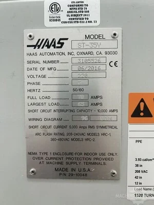 USED 2016 HAAS ST-35Y