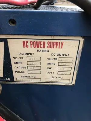 Rapid Electric 9V DC Power Supply/Rectifier 750A 6.7kW out/3PH 460V 12A in