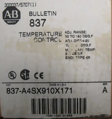 NEW ALLEN BRADLEY 837-A4SX910X171 TEMPERATURE CONTROL SER.A 837A4SX910X171