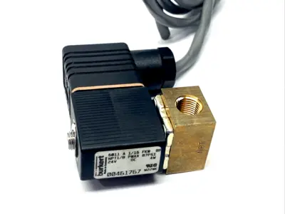 6011 A 1/16 FKM BR | Burkert  Solenoid Valve 1/8" NPT 87 PSI 24VDC 4W - Used