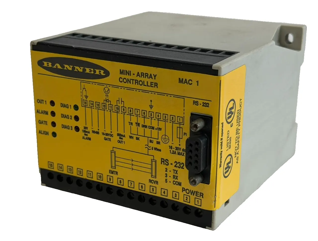 NEW BANNER RS-232 MINI-ARRAY CONTROLLER MAC 1, 43296 1.2A MAX 16-30VDC RS232