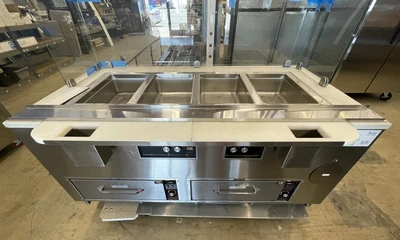 130-0137 Hill Phoenix 6’ Hot Bar with Warming Drawers
