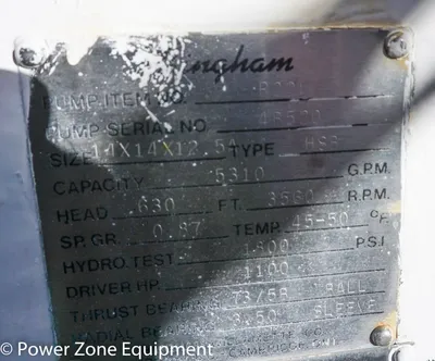 USED SULZER BINGHAM 14X14X12.5A HSB