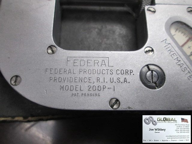 Federal Model 200P-1 Mikemaster Indicating Micrometer 0-1"Range .0001"