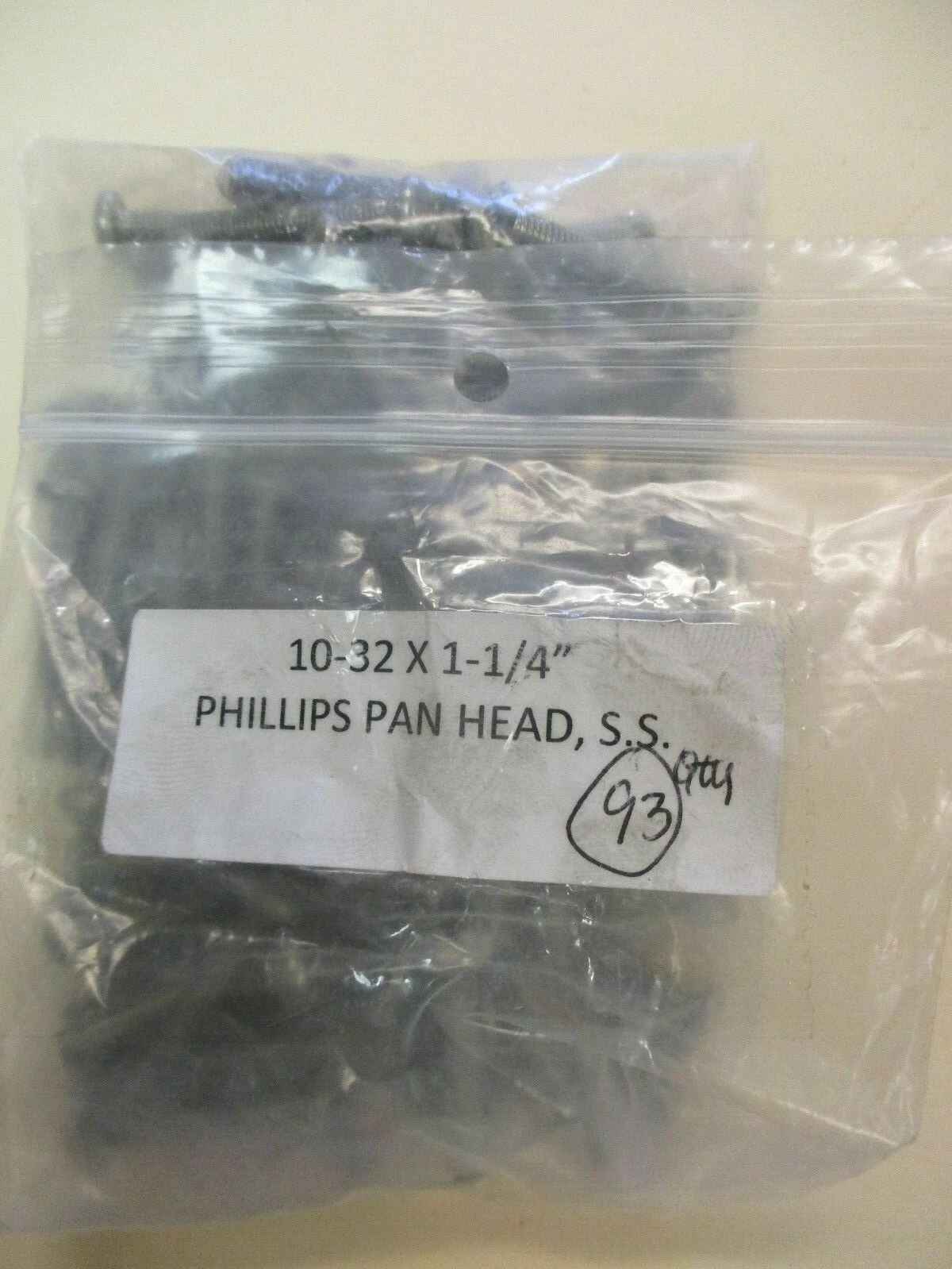 Phillips 10-32 X1 1/4" Stainless Steel Pan Head Screws (QTY 93)