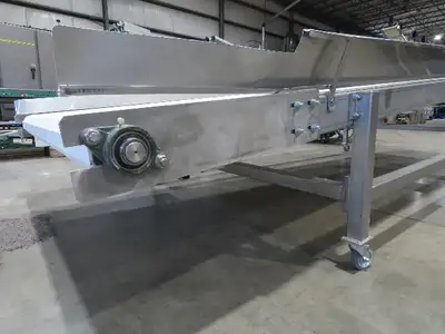 70"x 16' 9" Stainless Portable Incline Conveyor Mattop Belt Food Grade *No Drive