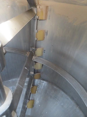 400 gallon Stainless Steel agitated Mix tank jacketed with heater, ribbon agitaton