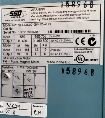 SSD DRIVES 890CD/5/0010B/N/00/A/US AC890 Servo Drives & Amplifiers | ESS Industrial Equipment Sales (10)