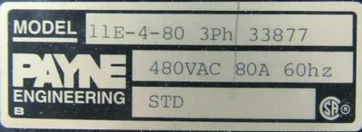 USED PAYNE ENGINEERING 11E-4-80 POWER CONTROL 480V 80A 33877 11E480