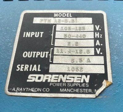 USED SORENSEN PTM 12-5.5