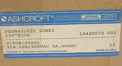 NEW ASHCROFT PDDN4JJV25-XCHK3 PRESSURE SWITCH PDDN4JJV25XCHK3