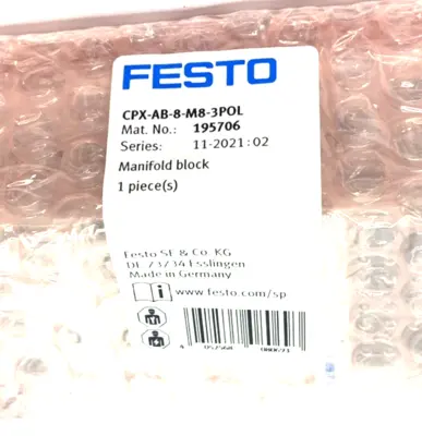 NEW FESTO 195706, CPX-AB-8-M8-3POL