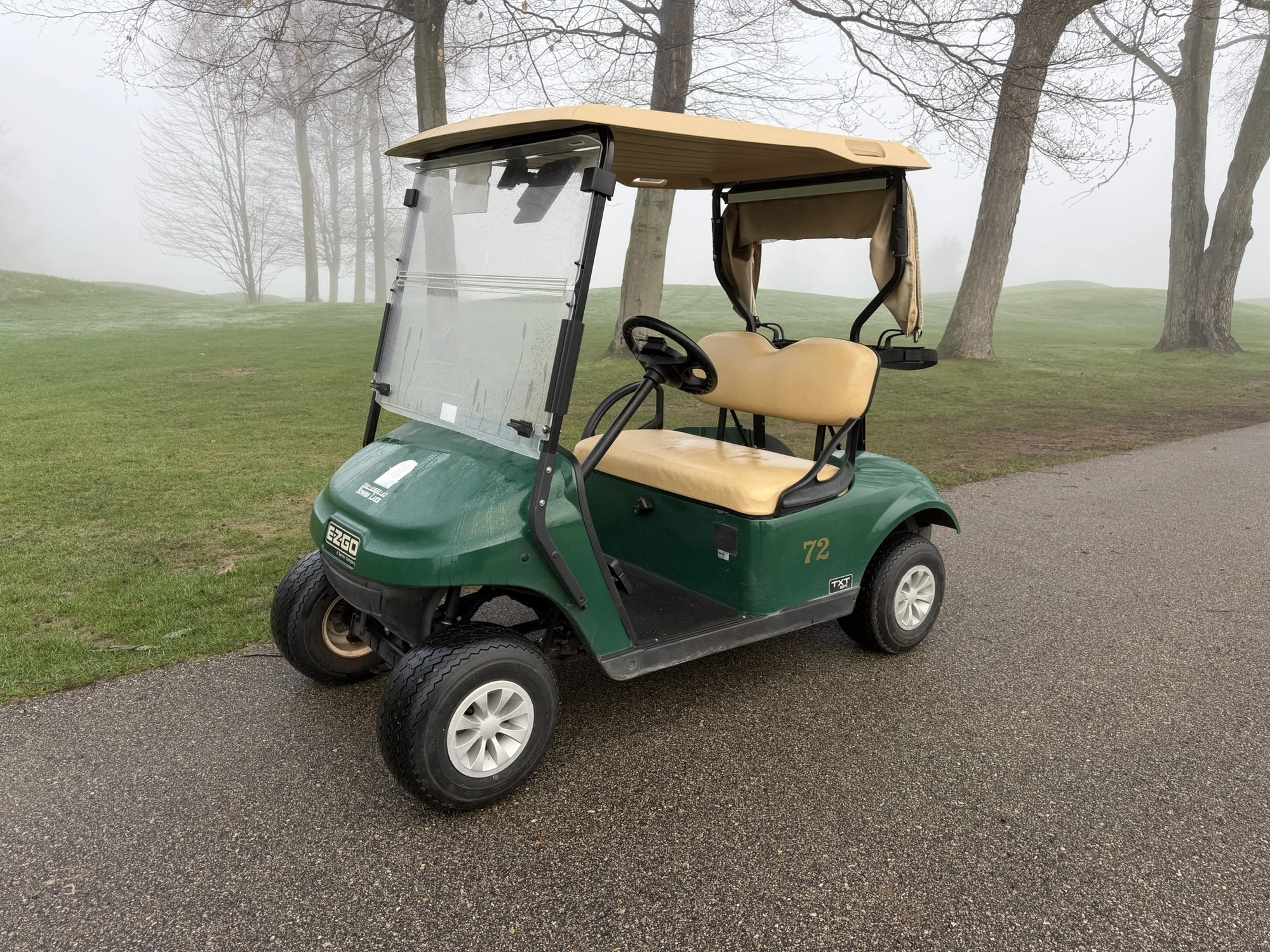 (1) 2019 E-Z-Go EFI golf cart with a Kawasaki gas engine, model 657061G01, includes canopy, fold-dow...