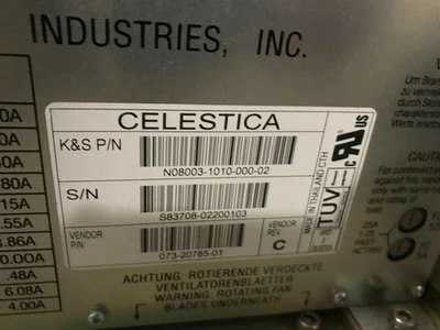 Kulicke & Soffa K&S CELESTICA N08003-1010-000-02 Power Supply