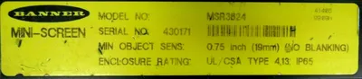 USED SET OF BANNER MSR3824 MINI SCREEN LIGHT CURTAINS MSE3624 36"