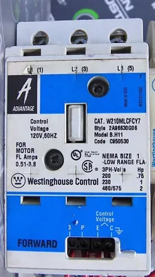 Westinghouse W210MLCFCY7 Advantage Reversing Contactor Assembly Size 1 No Overload Relay Used