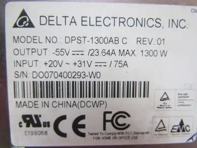 DELTA DPST-1300AB C Power Supply Rev:01  New Old Stock W/Test Data