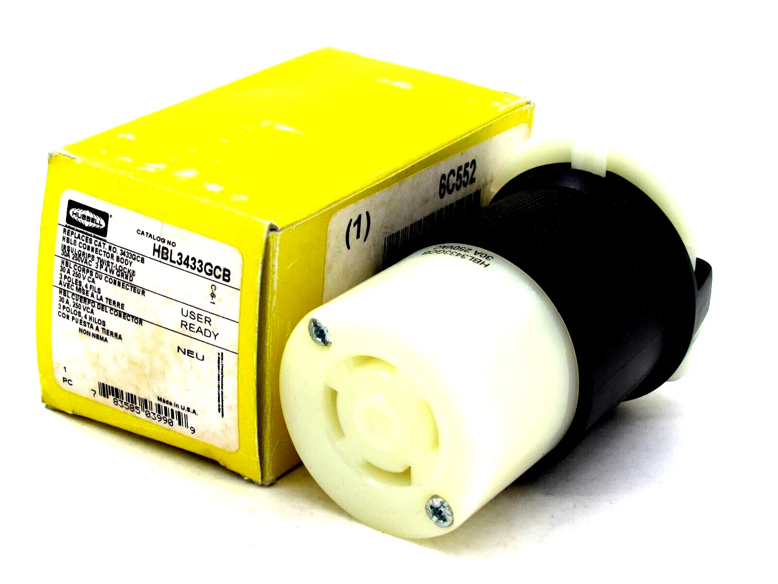 NEW HUBBELL HBL3433GCB TWIST LOCK CONNECTOR