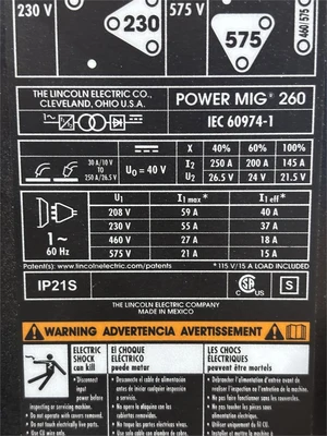 Used LINCOLN "POWERMIG 260" Mig Welders Texas US | MachineryMax #1488347