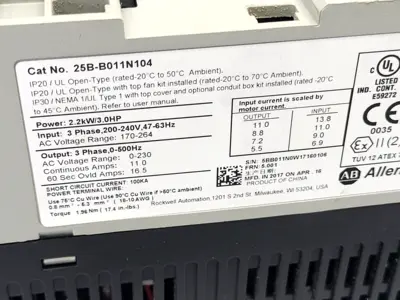 USED ALLEN BRADLEY 25B-B011N104 SER. A, POWERFLEX 525