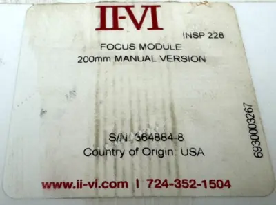 NEW II-VI 200MM MANUAL VERSION