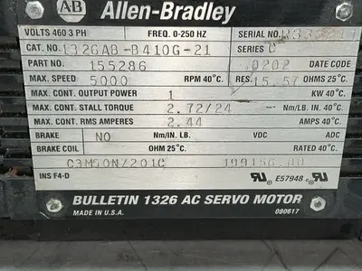 Used ALLENBRADLEY 1326ABB410G21 Motors (misc) Ohio US | HGR 24 #1506911