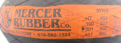 NEW MERCER RUBBER 301 RUBBER BOOT 6" I.D. x 12" x 3/8" 301-B-250-120-30