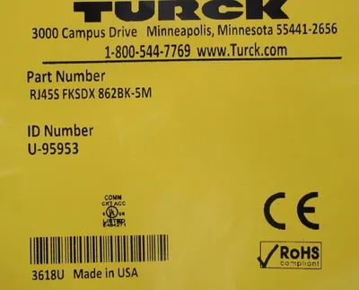 NEW TURCK RJ45S-FKSDX-862BK-5M NETWORK CORD U-95953 RJ45SFKSDX862BK5M