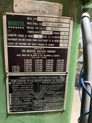 USED 1977 MINSTER MINSTER 5 PRESS