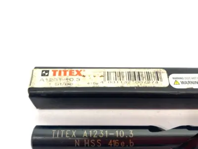 USED TITEX HIGH-SPEED STEEL JOBBER DRILL, 10.3MM DIAMETER, LEFT HAND
