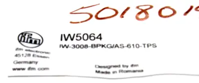 NEW IFM EFECTOR IW5064 INDUCTIVE SENSOR IW-3008-BPKG/AS-610-TPS