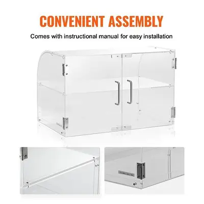 Curved Euro Style Pastry Acrylic Display Case, 2-Tier Commercial Countertop 22" wide