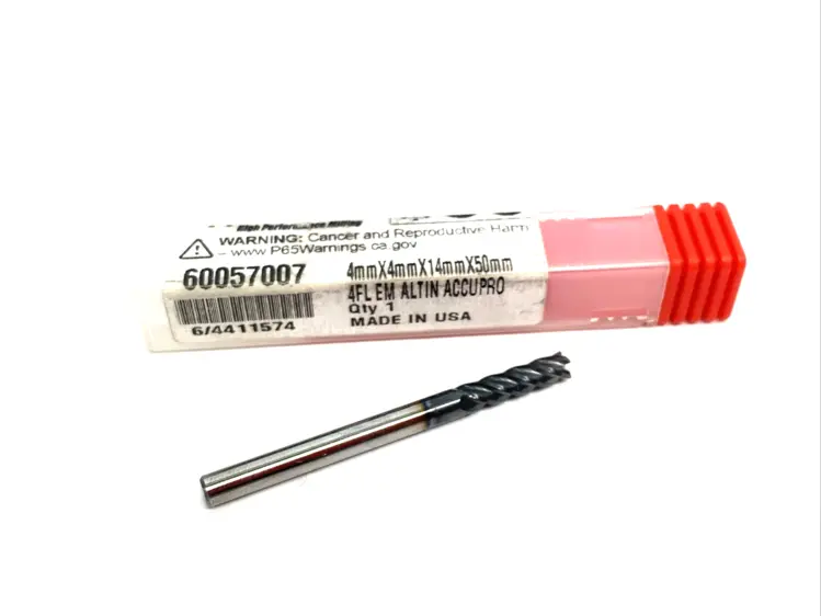 Used ACCUPRO SQUARE END MILL: 4MM DIA, 14MM LOC, 4 FLUTE, SOLID CARBIDE End Mills Michigan US | Maverick Industrial Sales #1092767