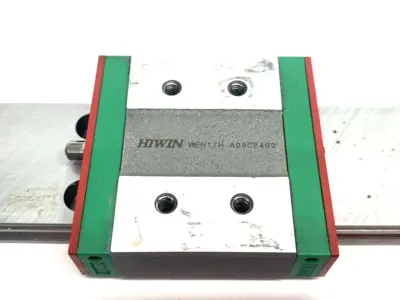 USED HIWIN LINEAR GUIDEWAY BLOCK AND RAIL, 1-BLOCK, 140MM RAIL
