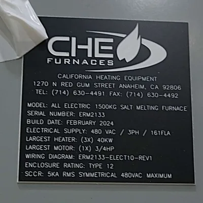 CHE Furnaces All Electric 1500KG Salt Melting Furnace 2024