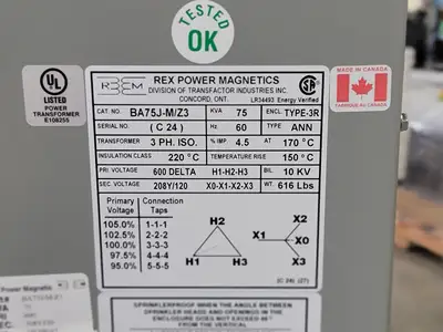 NEW REX POWER MAGNETICS BA75J-M/Z3