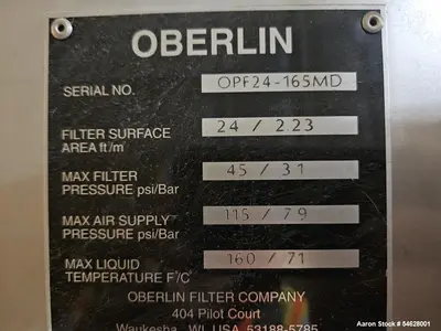 Used OBERLIN OPF 24 Pressure Leaf Filters Illinois US | Aaron Equipment #1390038