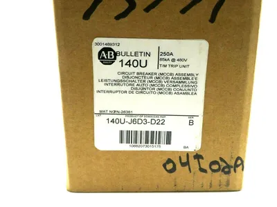 NEW ALLEN BRADLEY 140U-J6D3-D22 CIRCUIT BREAKER 250A 480V SER B 140UJ6D3D22