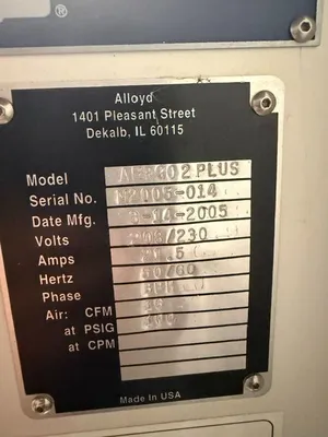 2005 ALLOYD Alloy Aergo Plus 1428 Used Blister Sealers | PlastiMach Corp (10)