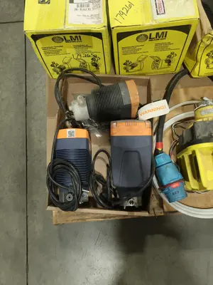 PALLET OF ASSORTED METERING PUMPS, MILTON ROY, LMI, PROMINENT
