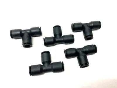 USED PARKER PNEUMATIC PUSH-IN UNION TEE FITTING 8MM BLACK