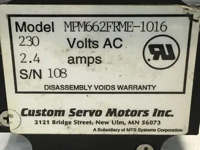 USED CUSTOM SERVO MPM662FRME-1016