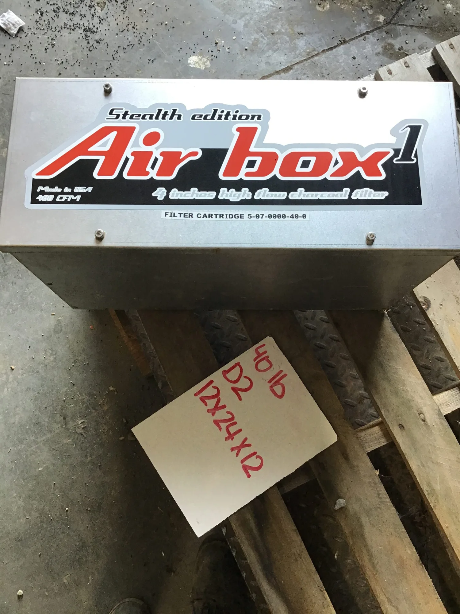 Air box one,4″ high flow charcoal filter 400 CFM Stealth addition
