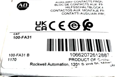ALLEN BRADLEY 100-FA31 AUXILIARY CONTACT SER.B 100FA31 NEW, SURPLUS