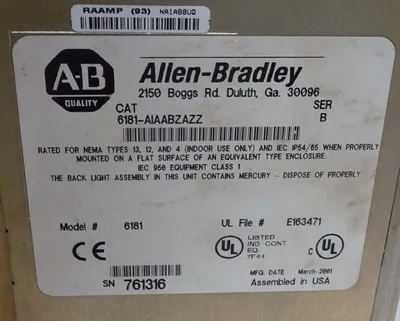 USED ALLEN BRADLEY 6181-AIAABZAZZ IND COMPUTER