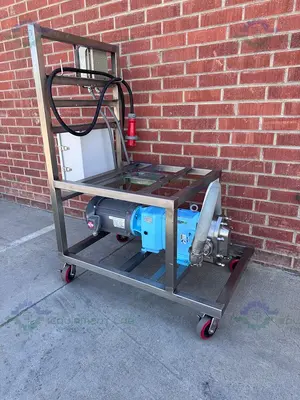 USED SPX WAUKESHA CHERRY-BURRELL 130 U2 ROTARY LOBE PUMP MFG 2016, 3"  W/ 10 HP MOTOR