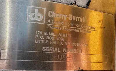 Tank, 1,500 Gallon, Stainless Steel, Vertical, Cherry-Burrell, #5991377