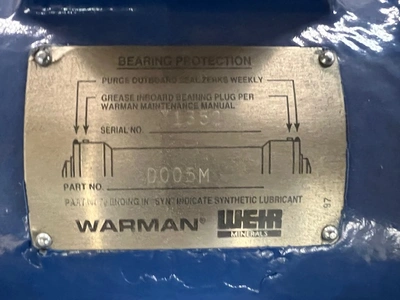 Warman 4/3 AH Slurry Pump , New Storeroom Spare