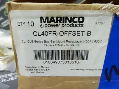 Box of 10 Marinco CL40FR-OFFSET-B Bus Bar Mount Female Receptacles White New NIB